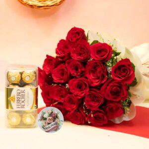 Red Roses & Ferrero Rocher Gift Combo