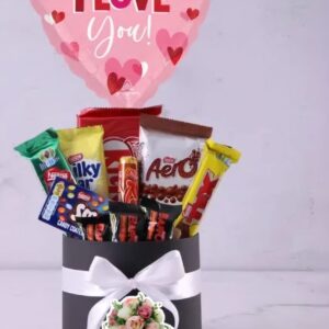 Romantic Chocolate Gift Box with Heart Balloon