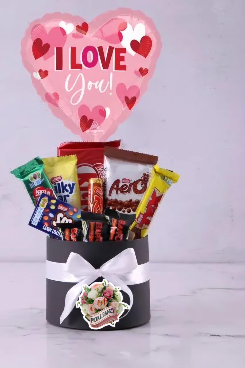 Romantic Chocolate Gift Box with Heart Balloon