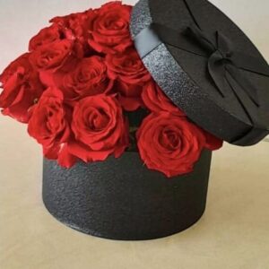 Luxury Red Roses in a Black Gift Box