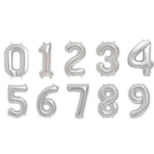 Silver Hellium Balloons 0-9
