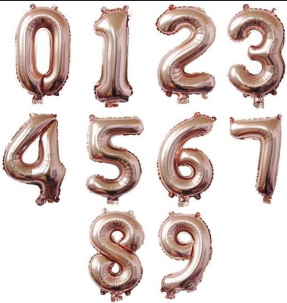 Rose Gold Hellium Balloons 0-9