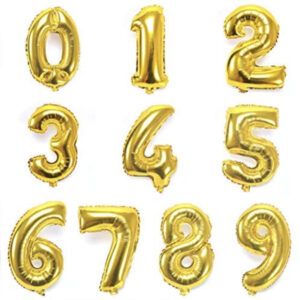 Gold Hellium Balloons 0-9