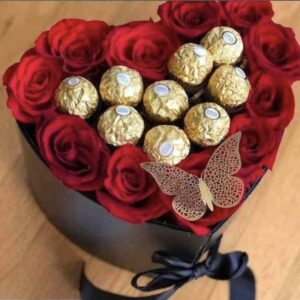 Romantic Heart Rose & Chocolate Box