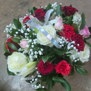 White and Red Rose basket